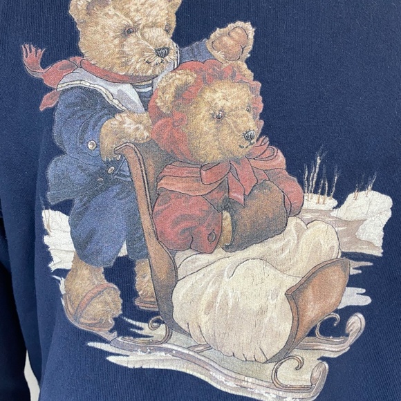 Fruit of the Loom Navy Sweatshirt with Bear Design - Picture 2 of 10